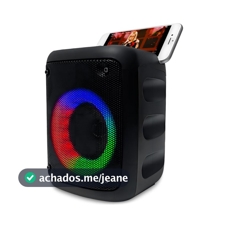 Caixa Caixinha De Som Bluetooth Portátil Com Led Rgb Rádio Fm P2 Auxiliar Usb