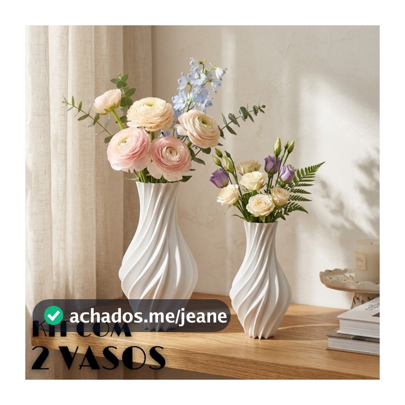 Kit 2 Vasos Decorativos Espiral 3D Cachepot Moderno para Mesa E Sala Decoração Plantas e Flores