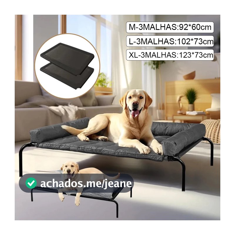 Kit Cama Suspensa Para Pet Cao Gato Estrutura de Aço Resistente, Tecido Respirável Cor Preto Lavável Confortáve