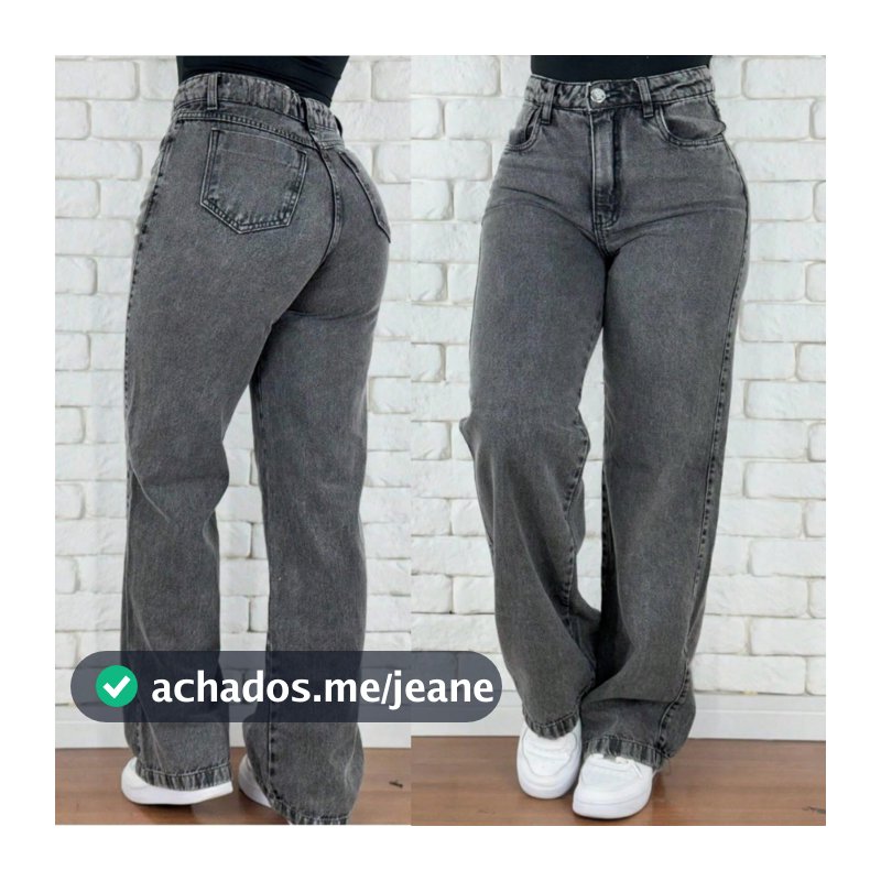 Calça Jeans Feminina Wide Leg Marmorizada Cintura Alta Empina Bumbum