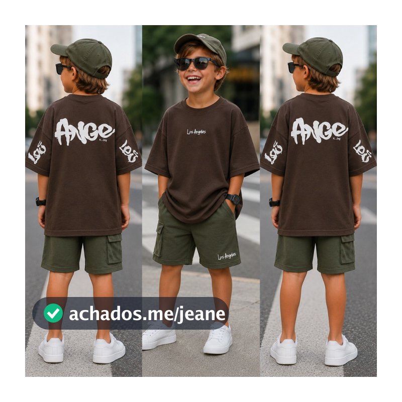 Conjunto 2 Peças Para Menino Roupa Infantil Verão Casual Tamanhos 2 ao 12 Anos - Blusa + Bermuda