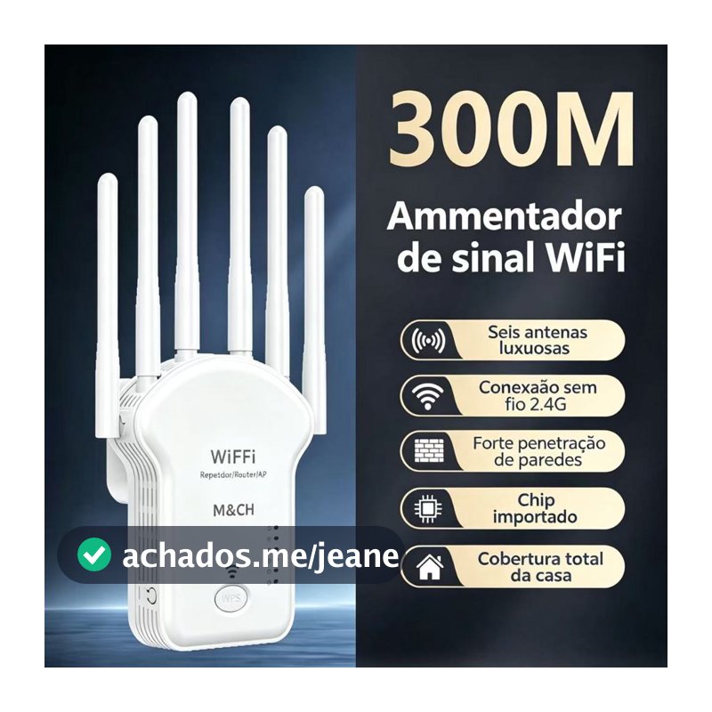 Repetidor Wifi 1200m 6 Antenas 3 in 1 functios 2.4g Roteador Amplificador De Sinal e Modem 300MBPS LM COMERCIAL