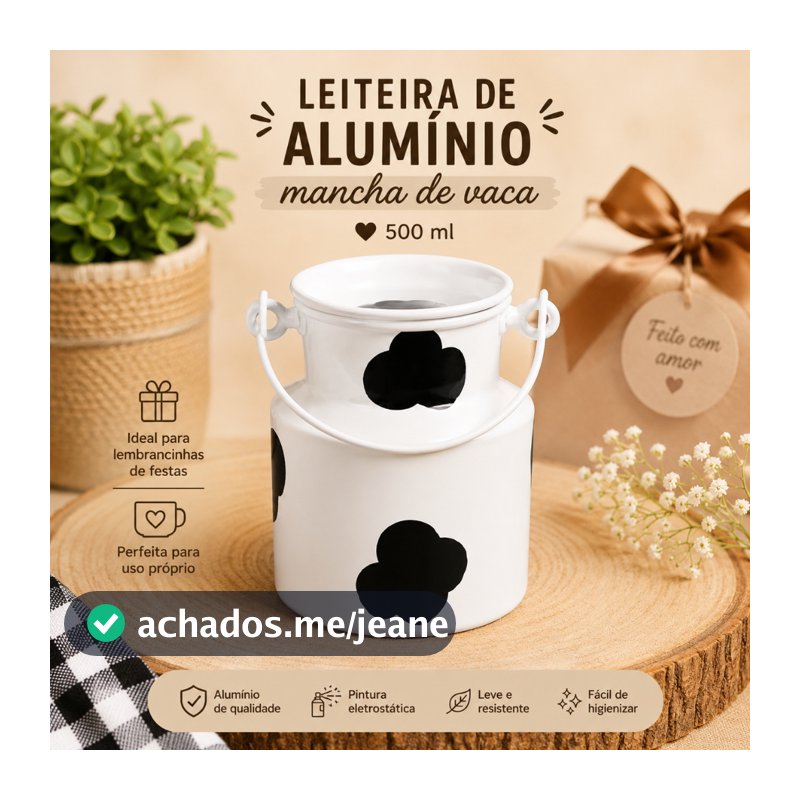 KIT 10 Leiteiras de Alumínio com Mancha Vaca 500ML - farmhouse