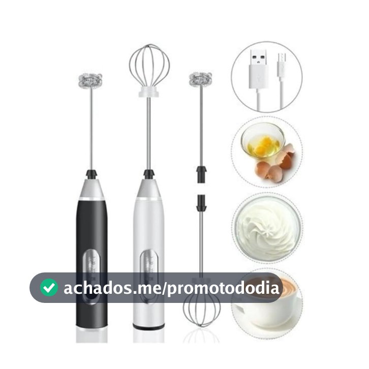 Batedor Misturador Mixer Elétrico para Bebidas Leite Café Clara de Ovo 2 em 1 taobiju