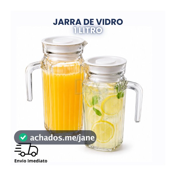 Jarra de Vidro 1 Litro com Tampa Suíça para Água Suco Bebidas 1 ou 2 Unidades