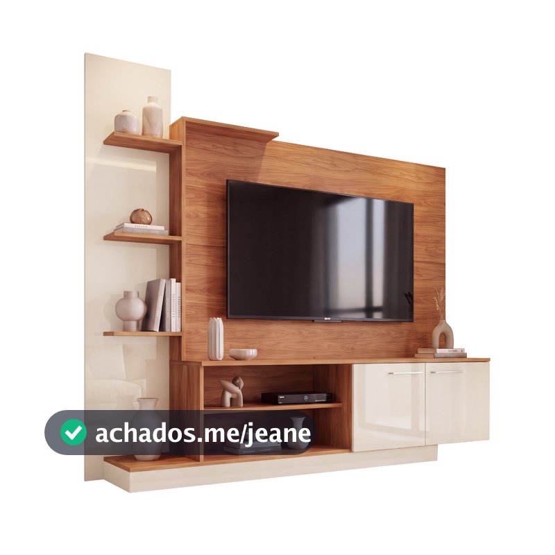 Estante Home Theater Hava 2 Portas 3 Prateleiras 2 Nichos TV 55 Polegadas 166cm Fellicci Móveis