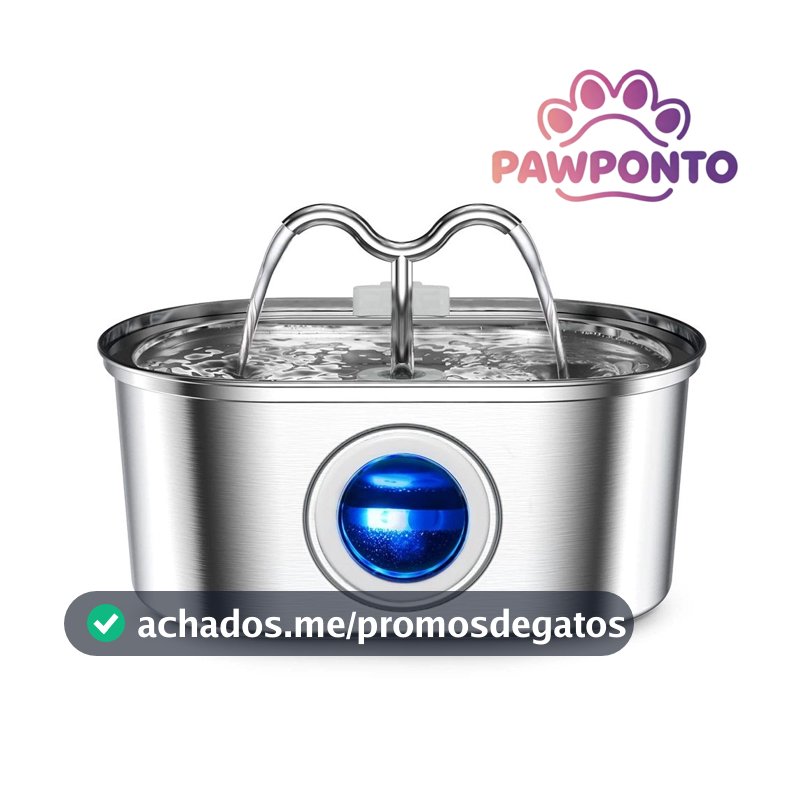 Bebedouro para Gatos Inoxidável 3,2L Automático Filtro Água Fresca - Com Visor Transparente