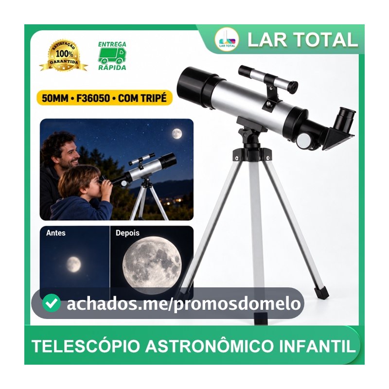 F36050 Telescópio Astronômico com tripé e buscador, presente infantil para amantes de astronomia