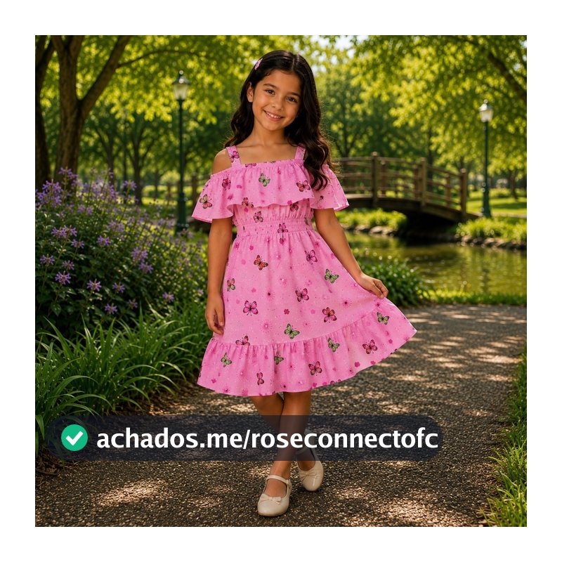 Vestido Infantil Floral Princesinha com Babado