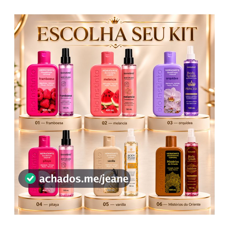 Kit Body Splash 130ml Hidratante Corporal 400ml Presente para mulher Escolha Sua Fragrância Bio Instinto