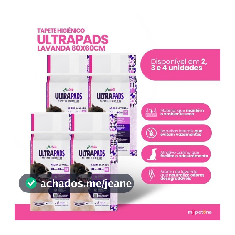 Tapete Higiênico PetLike Ultra Pads Lavanda 80x60 Kit 60 a 120 unidades