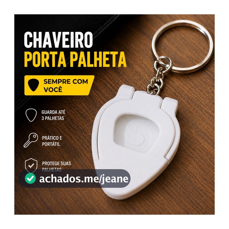 Chaveiro Porta Palheta para Guitarra Violão Presente Criativo Músico 3D