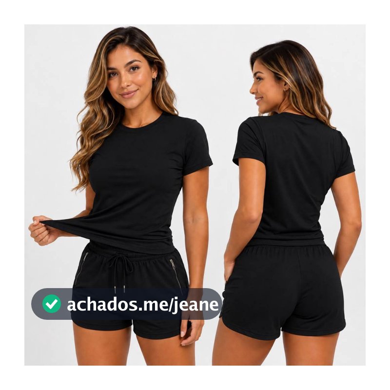 Conjunto Academia Feminino Dry Fit Short E Camiseta Fitness Elastano Luxo Verão