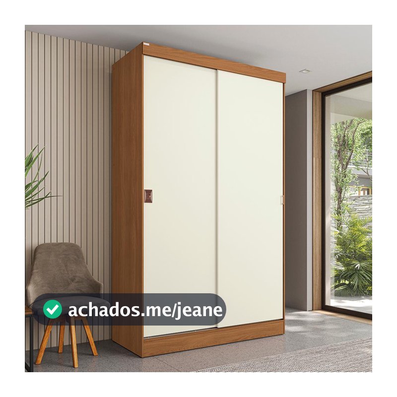 Guarda-Roupa Casal com 2 Gavetas Kappesberg Canela/Off White 121cm