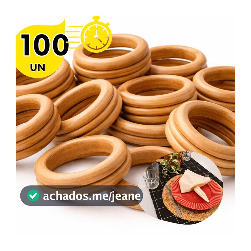 Argolas de Madeiras Natural Premium 100 UN  Macramê e Artesanato Perfeitas para DIY Decoração Boho .
