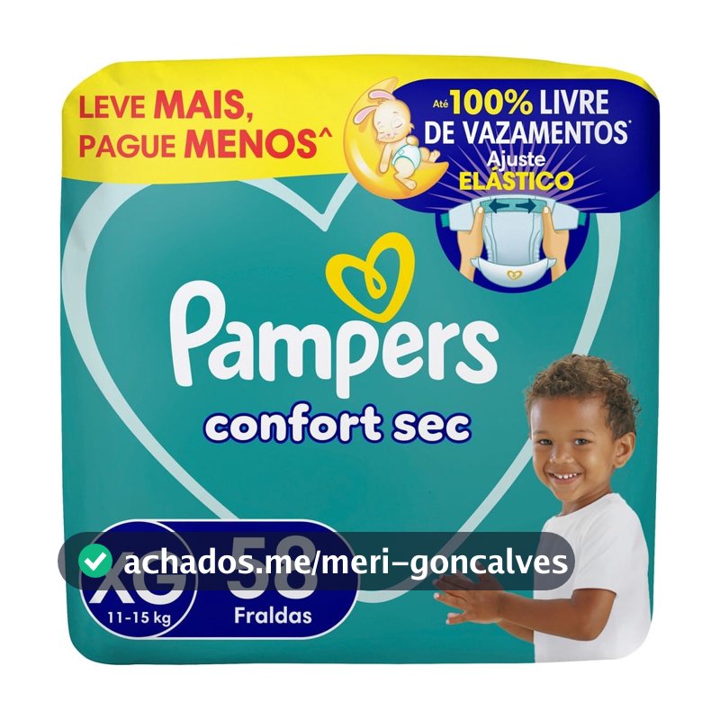 Fralda Pampers Confort Sec Tamanho XG 58 Unidades Leve Mais por Menos
