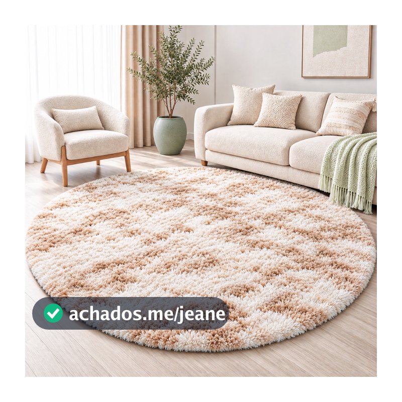 Tapete Redondo Grande 200cm Sala Quarto Peludo Felpudo Antiderrapante