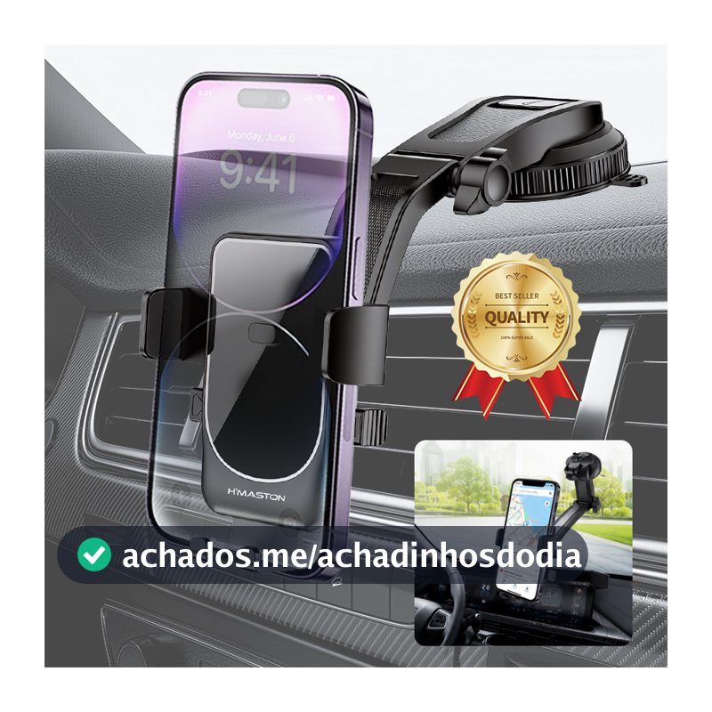 Suporte Celular Carro Veicular Trava Anti Queda 360º GPS Ventosa Painel Anti Queda