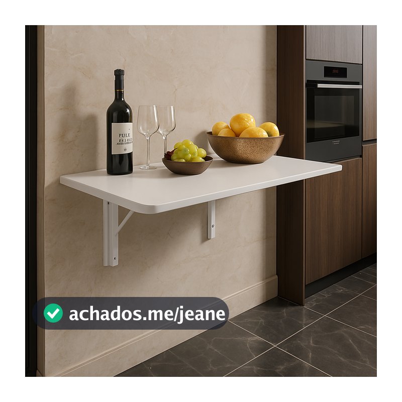 Mesa Dobravel Retratil de Parede Suspensa Borda Redonda Ate 120CM Para Quarto Sala Banheiro Cozinha Branco Preto Marrom