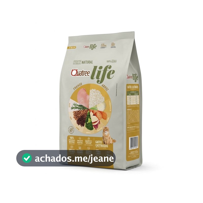 Ração Quatree Life Gatos Castrados Frango e Arroz 10,1kg
