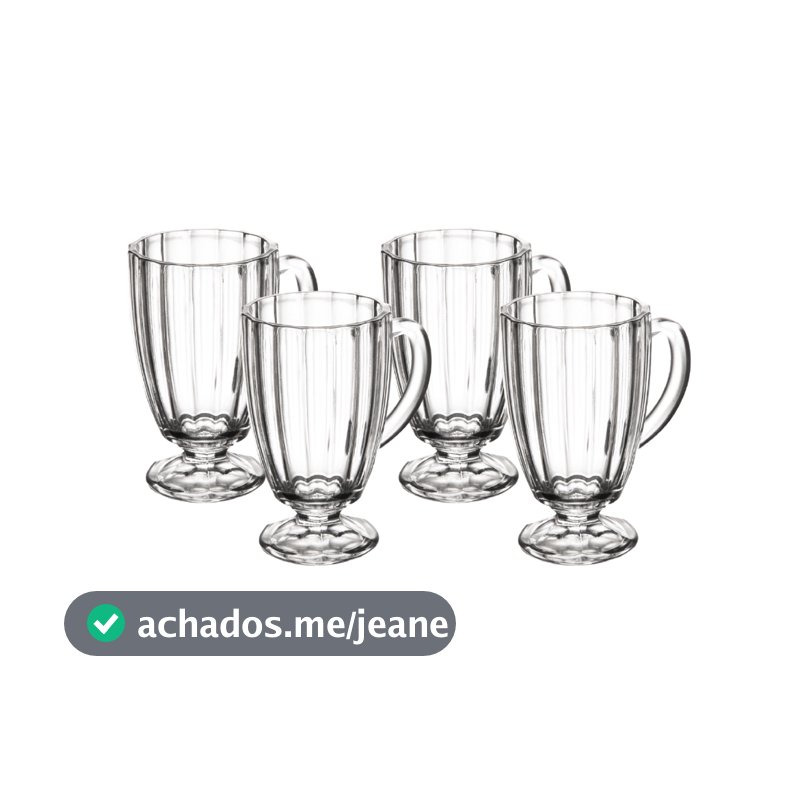 Conjunto 4 Taças Cappuccino Wolff Classic de Vidro 160ml