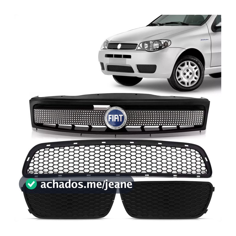 Kit Grades Superior Central Moldura Farol Milha Palio Siena G3 2004 2005 2006 2007 2008 2009 2010
