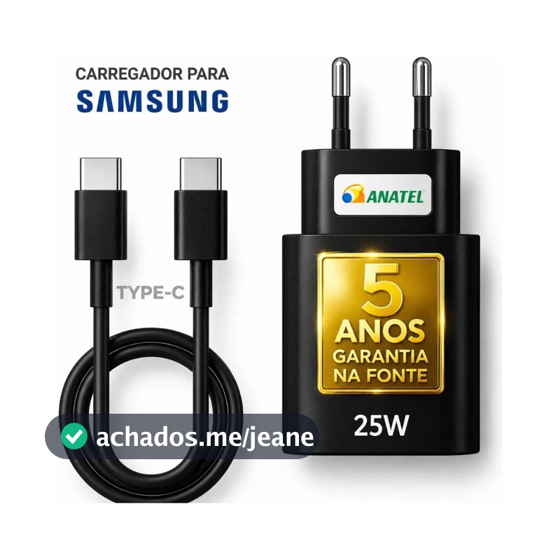 Carregador Super Rápido 25w Tipo C Para Samsung Com Cabo Blindado - Dtimp