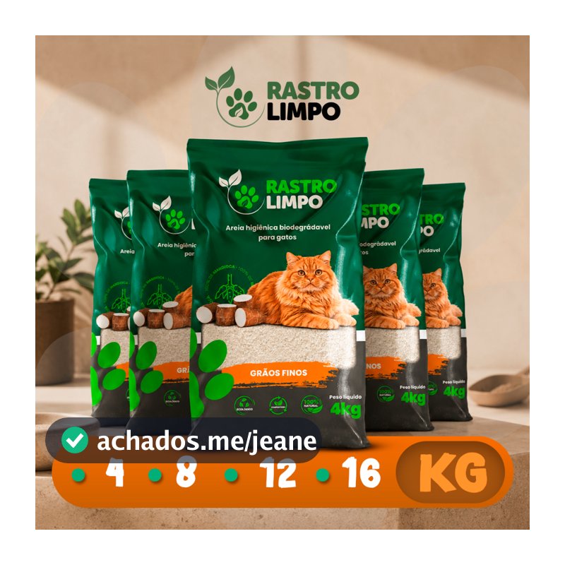 Areia 4 a 16kg Biodegradável Gato Grãos FINOS Rastro Limpo Mandioca Torrão Firme Sem Poeira
