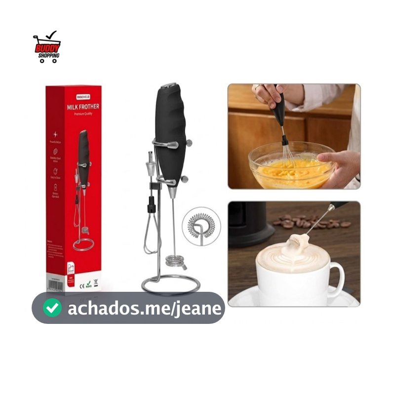 Mixer Portátil Elétrico Multiuso Mini Batedor Café Leite Misturador com Suporte Espumador Fouet