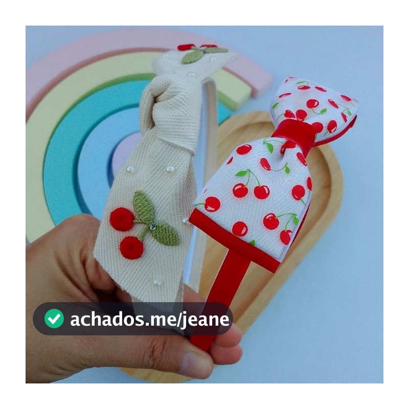 Tiara Infantil Inquebrável com Laço Turbante Cerejinha Luxo Menina Confortável