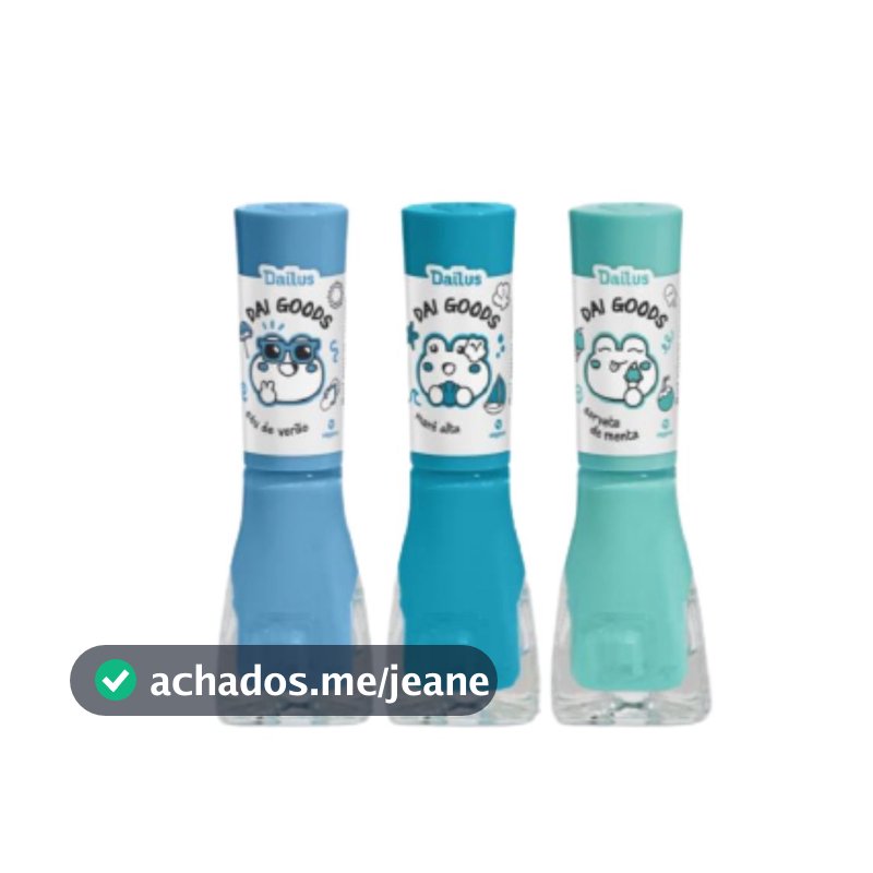 Kit 3 Esmalte Dailus Dai Goods Tarde na Praia Cores Azul Turquesa Bebe