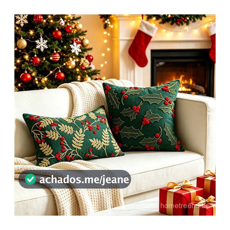 Capa Almofada Natal Bordada - Chenille