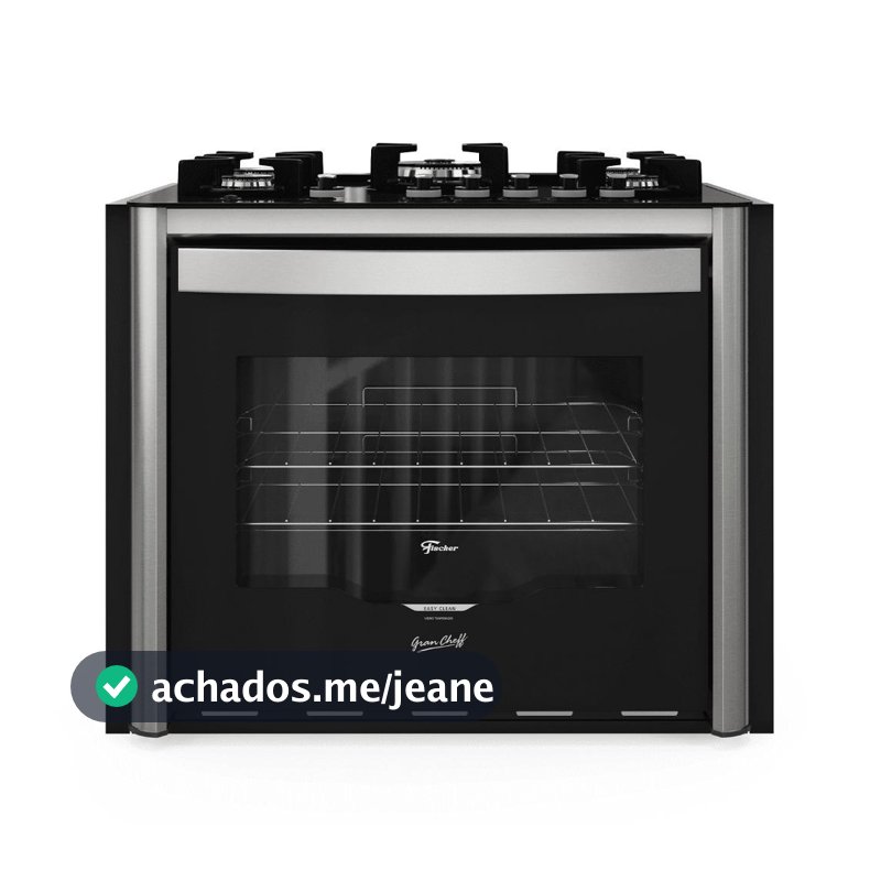 Fogão de Embutir 5 Bocas a Gás Fischer Gran Cheff com Mesa de Vidro e Grill Elétrico Preto 220V