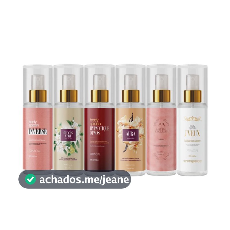 KIT 6 BODY SPLASH FEMININO INVERSE + AURA + LAVINE EXCLUSIF + HYPNOTIQUE OPNOS + SUCCÈS VERT + J’VEUX 200ML PRIMACIAL