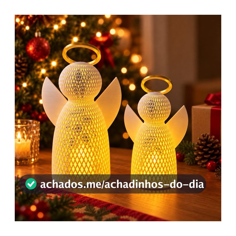 Anjo de Natal decorativo - Com ou Sem Vela LED - Decoração Natalina - Presente - Batizado - Anjo da Guarda