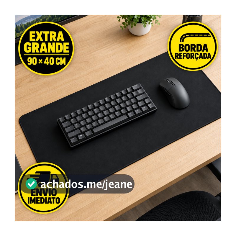 Mouse Pad Gamer 90x40cm Preto Extra Grande Superfície Liso Reforçado Speed Envio Rapido