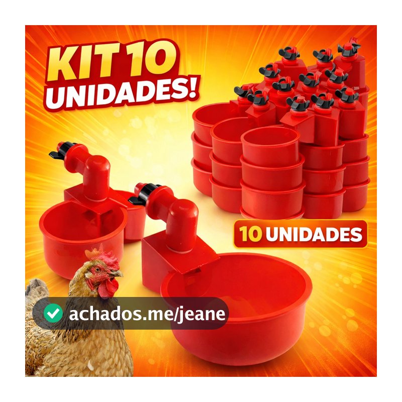 Kit 10 Unidades Bebedouros Automáticos Para Aves Galinhas Codornas