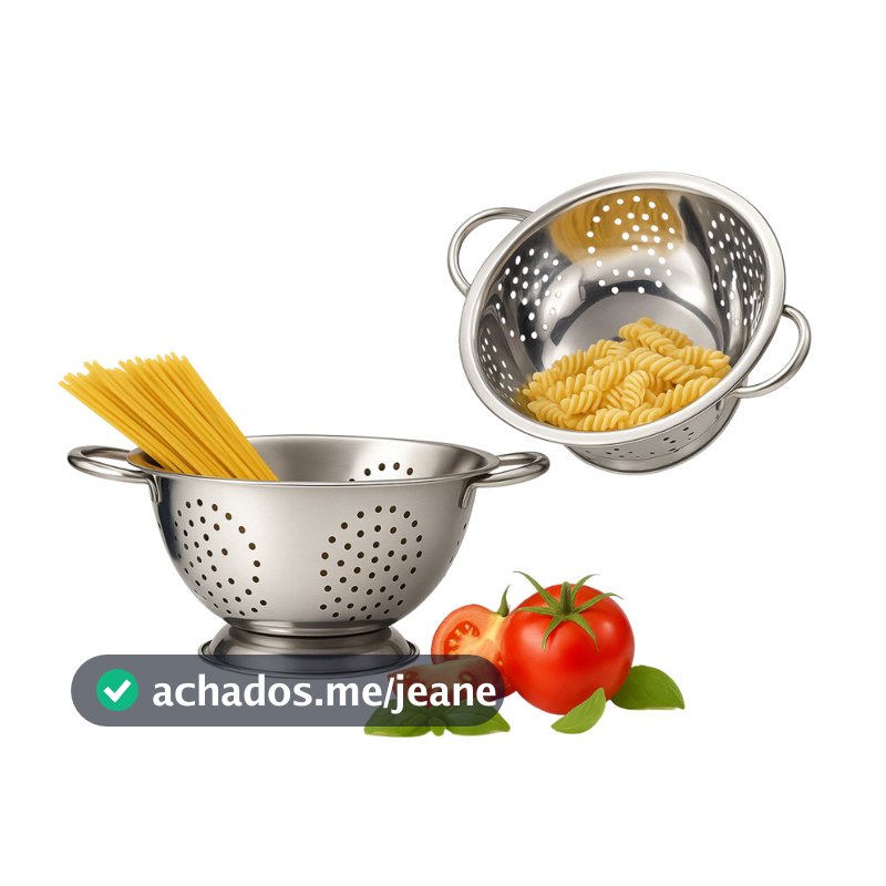 Escorredor De Massas Macarrão Alimentos Em Aço Inox 24cm