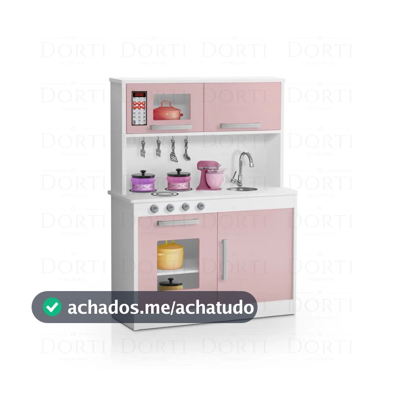 Cozinha Infantil MDF Com Pia Fogão E Armários Decorativos Para Crianças