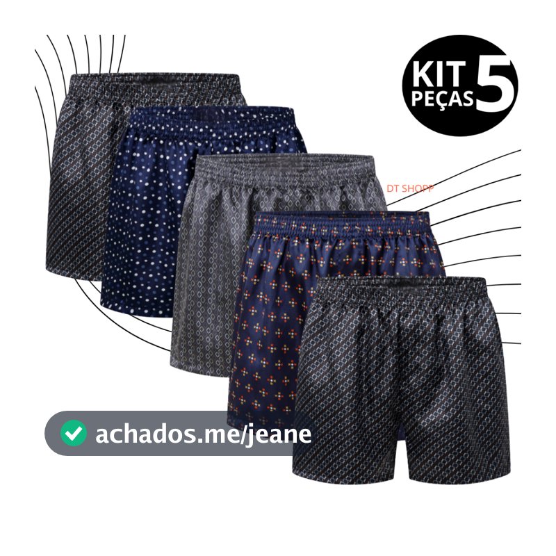 Kit com 5 Samba Canção Masculino - Short de Dormir - Cueca - Pijama  - Cirola
