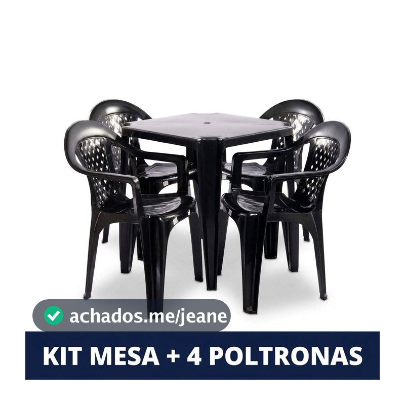 Kit 4 Poltronas 154kg + Mesa 70 x 70