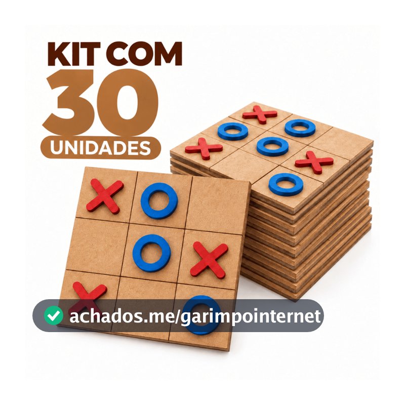 30x Jogos Da Velha Tabuleiro Brinquedo Presente Lembrancinha MDF Jogos Peças Coloridas