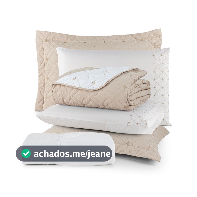 Kit 6 Peças Cobre Leito Casal Queen King Bordado 200 Fios Acetinado Ideale
