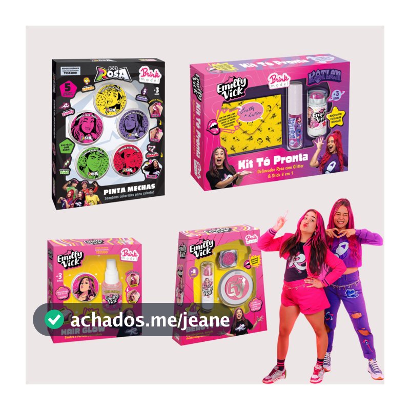 Kit Maquiagem ou Unha ou Cabelo Infantil Emily Vicky Katlen Dos Rosa Youtubers