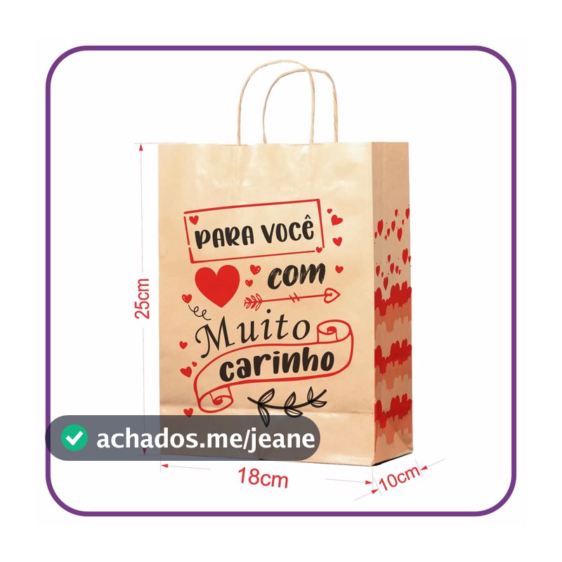 Sacola Kraft para Presente - 10 Unidades -PP (18x10x25) (MC)