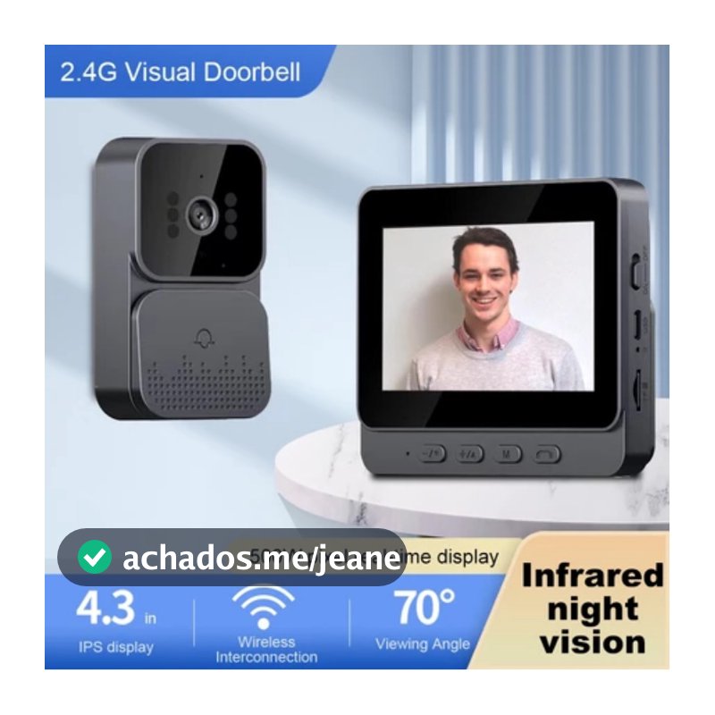 Câmera de campainha de vídeo sem fio com tela de aldrava de porta bidirecional infravermelha versão noturna em casa
