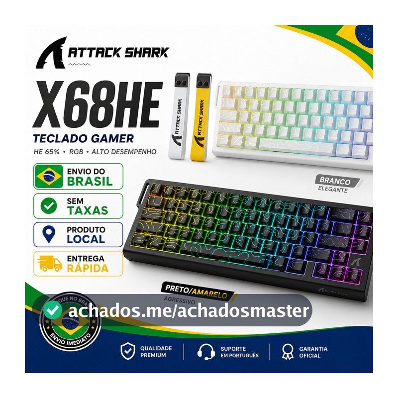 Ataque SHARK X68HE Teclado Mecânico Magnético RGB 8K E-Sports De Eixo 0.01mm RT Precisão 128K Taxa De Verificação