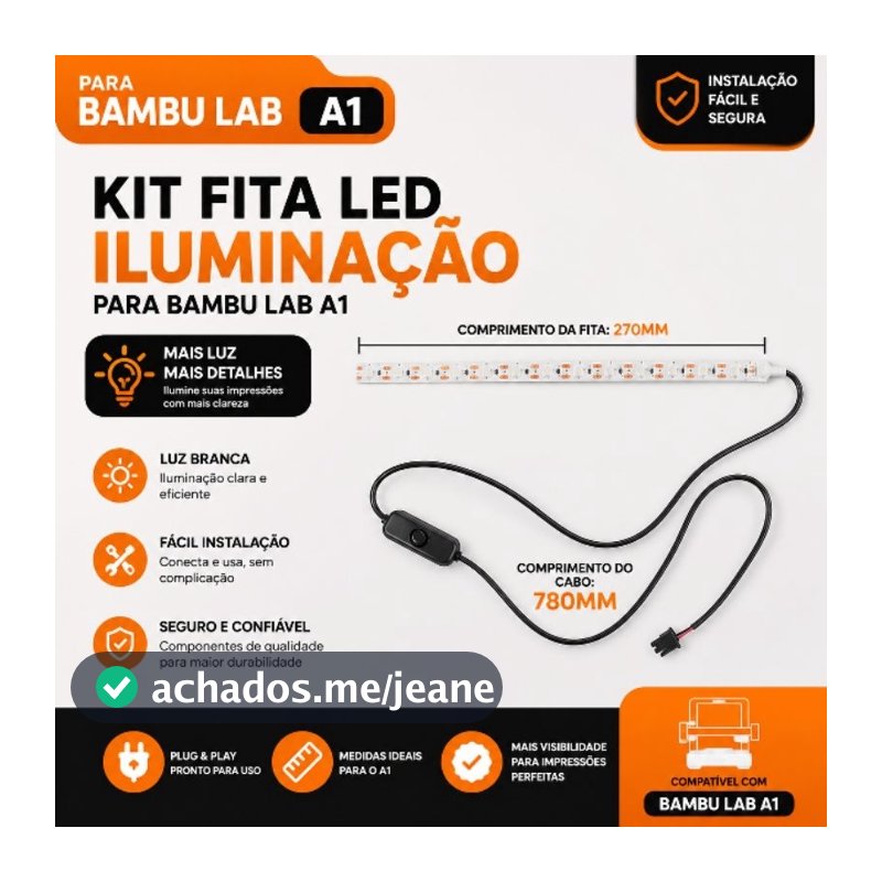 Tira de luz LED para impressora 3D Bambu Lab A1