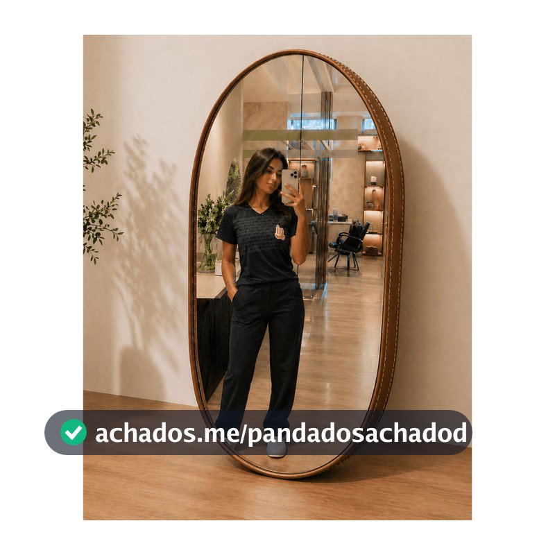 Espelho Oval 80x50 com Moldura em Couro – Decoração Moderna