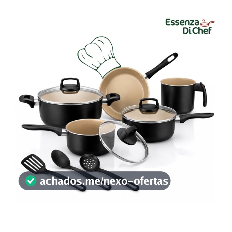 Jogo de Panela 08 Peças Conjunto Classico Antiaderente Tampa Vidro Temperado Kit Panela Cozinha